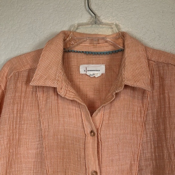 By Anthropologie Boho Gauzy Cotton V-Neck Side Button Popover Shirt Medium - Picture 5 of 14